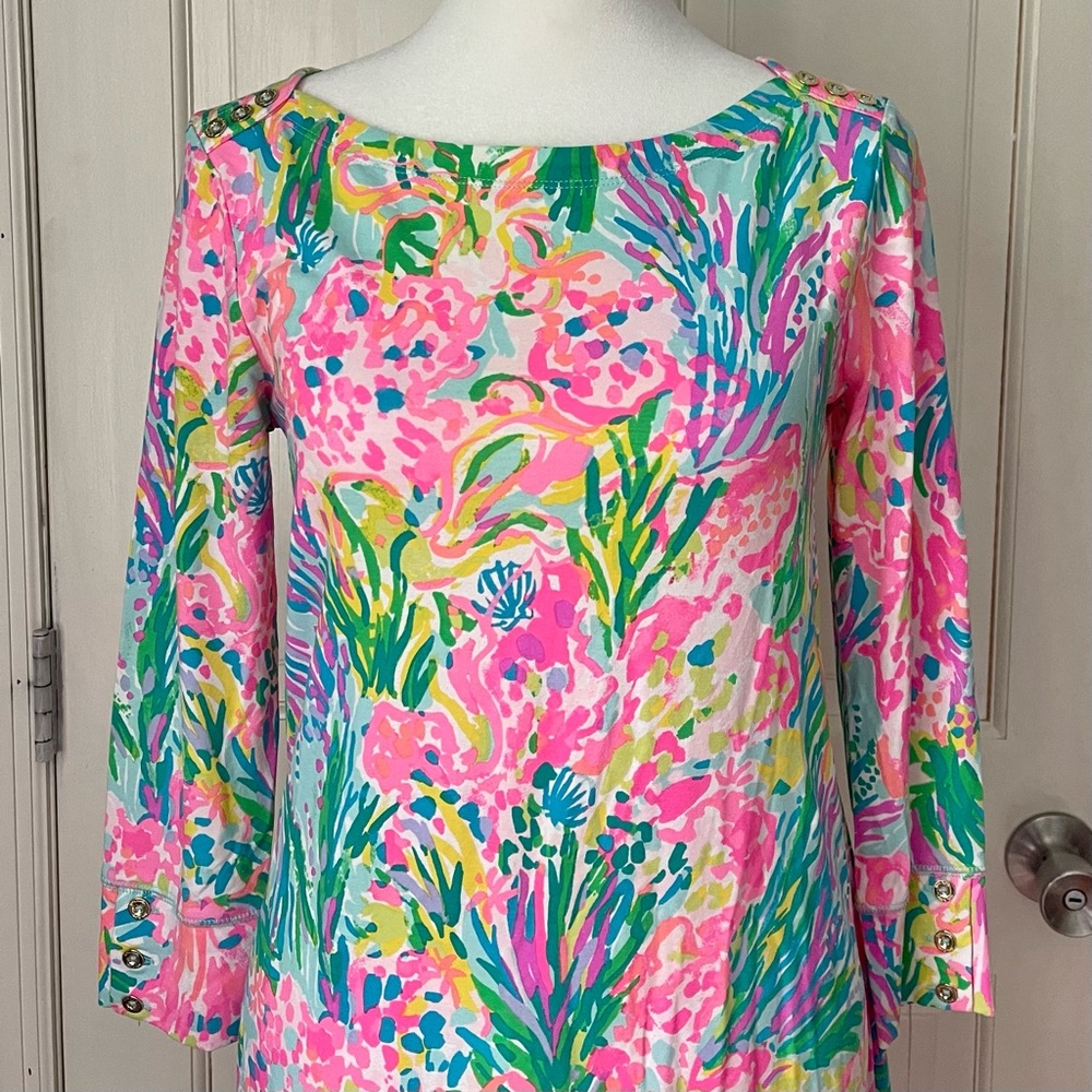 Lilly Pulitzer Sophie Dress Small UPF 50 Stretch Jersey Resort Vacation Beach - Picture 3 of 8